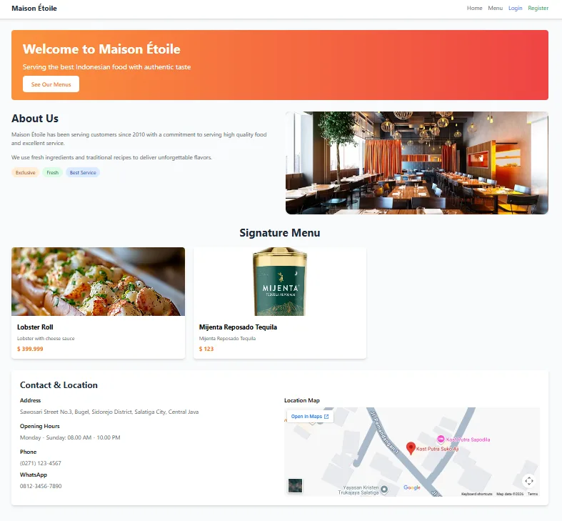 Maison Étoile - Restaurant Order Management